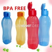 Tupperware Eco Bottles 2x750ml Blue Orange + 2x1L Flip Top Red Blue (BPA FREE)